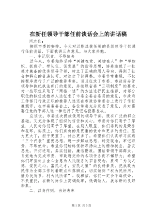 在新任领导干部任前谈话会上的讲话发言稿 (2)