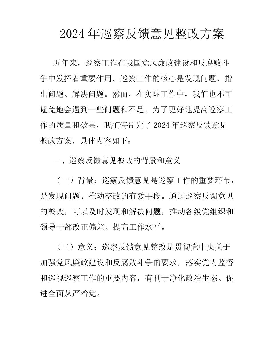 2024年巡察反馈意见整改方案_第1页