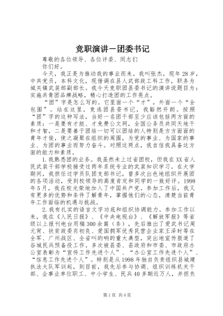 竞职演讲稿－团委书记 (2)