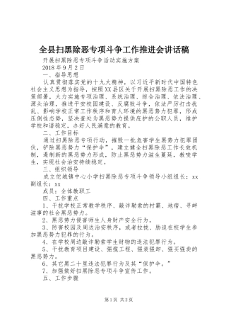 全县扫黑除恶专项斗争工作推进会讲话发言稿 (2)