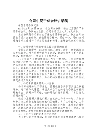 公司中层干部会议讲话发言稿 (2)