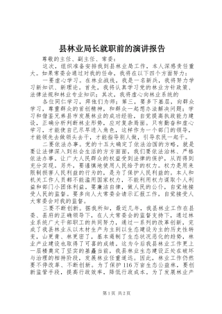 县林业局长就职前的演讲稿报告
