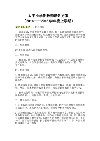 新教师培训方案