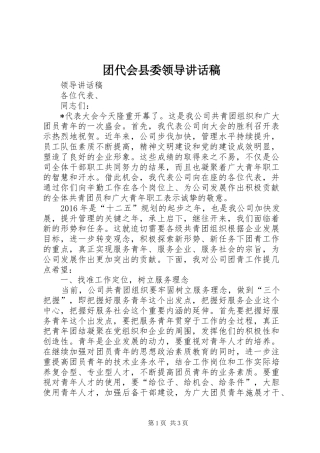 团代会县委领导讲话发言稿