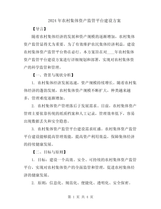 2024年农村集体资产监管平台建设方案