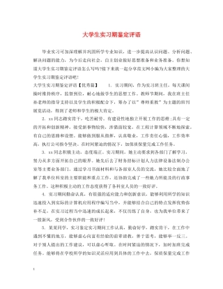 大学生实习期鉴定评语 