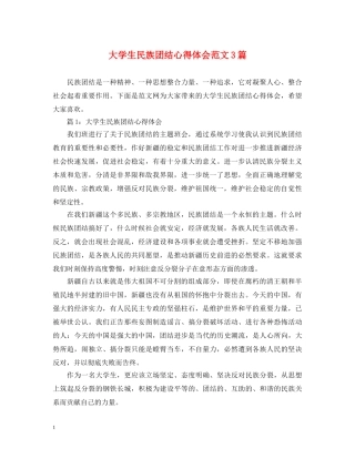 大学生民族团结心得体会范文3篇 