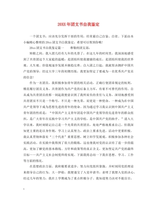 20XX年团支书自我鉴定 