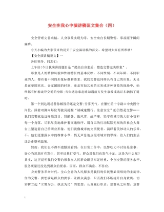 安全在我心中演讲稿范文集合（四） 