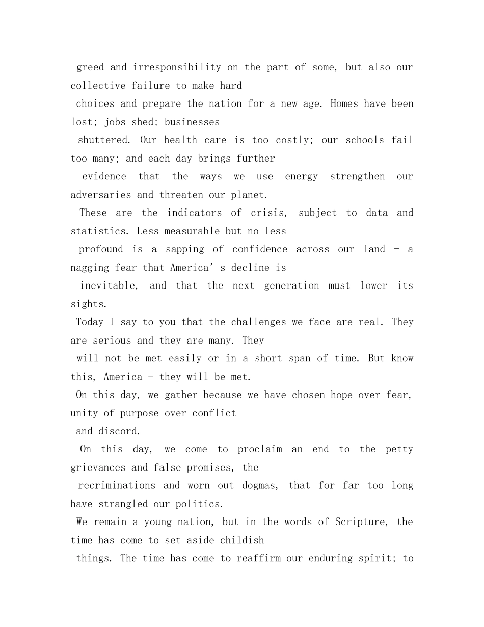 2024年奥巴马就职演讲稿英文原稿(附中文翻译) _第2页