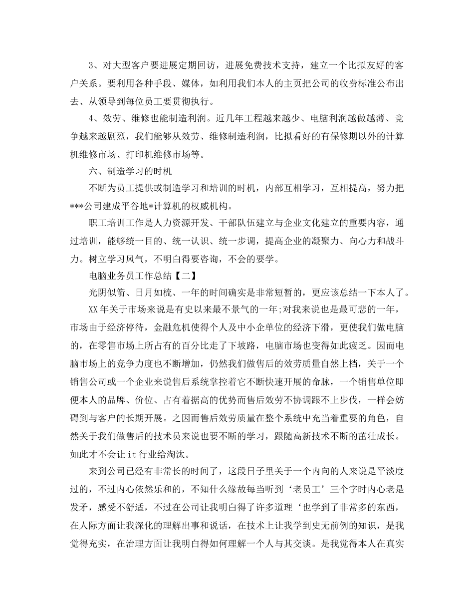 电脑业务员工作参考总结【五篇】 _第3页
