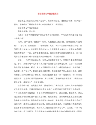 安全在我心中演讲稿范文 
