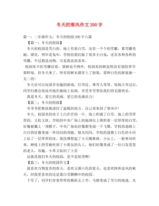 冬天的寒风作文200字 