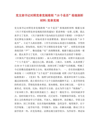 党支部书记对照党章党规准则“18个是否”检视剖析材料-党章党规 