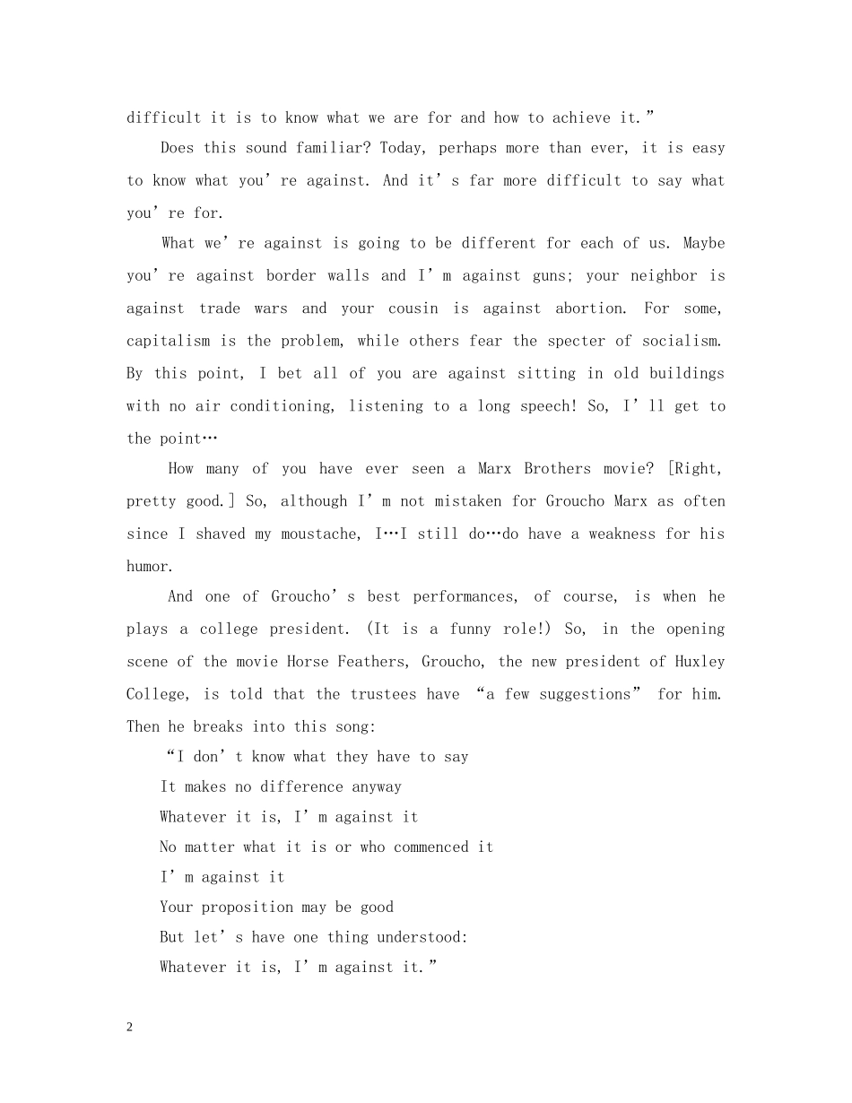 毕业典礼老师英语演讲稿范文五篇 _第2页