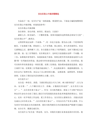 安全在我心中演讲稿精选 