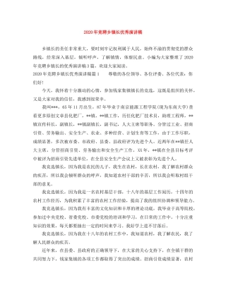 2024年竞聘乡镇长优秀演讲稿 