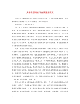 大学生顶岗实习自我鉴定范文 