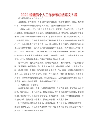 2024销售员个人工作参考总结范文5篇 