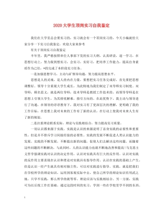 2024大学生顶岗实习自我鉴定 
