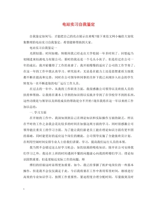 电站实习自我鉴定 