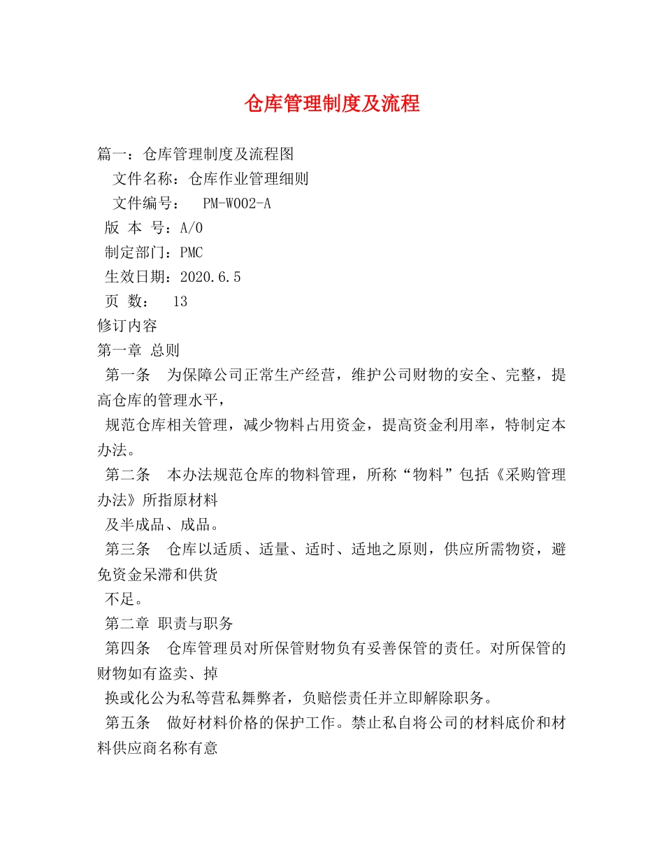 仓库管理制度及流程 _第1页