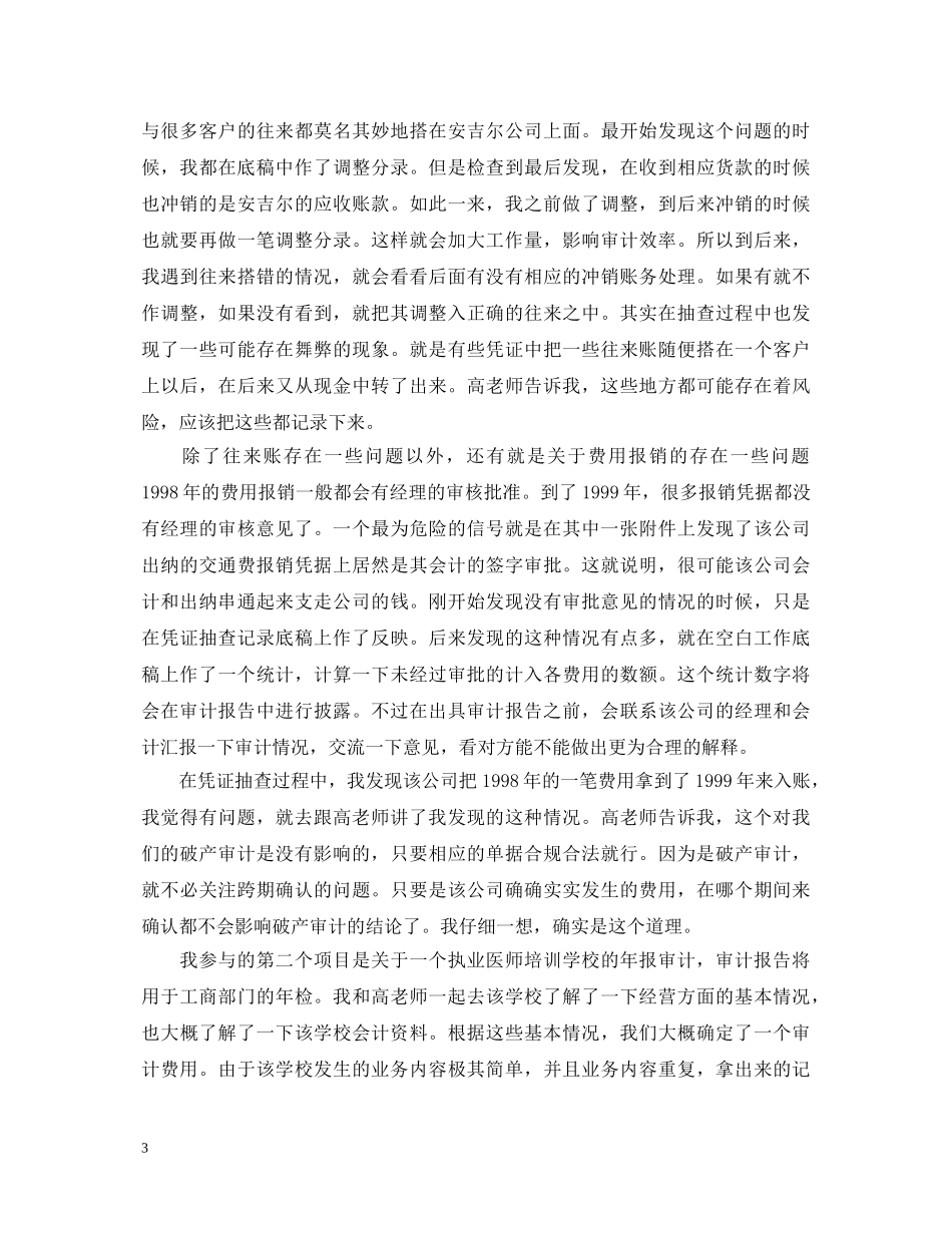 20XX年审计实习自我鉴定模板 _第3页