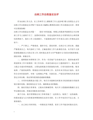 出纳工作自我鉴定自评 