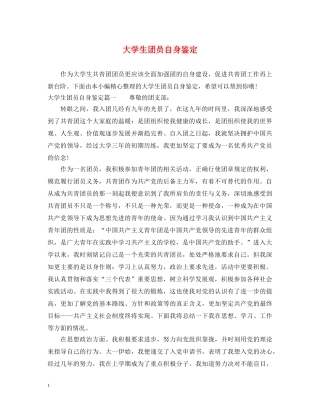 大学生团员自身鉴定 