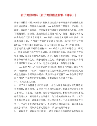 班子对照材料 [班子对照检查材料（精华）] 