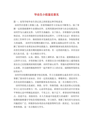 毕业生小组鉴定意见 