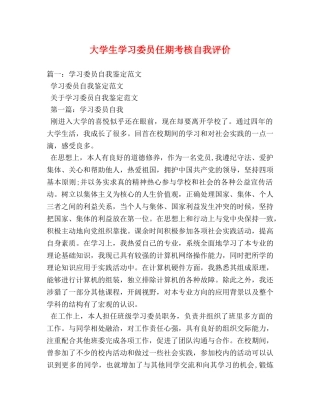 大学生学习委员任期考核自我评价 