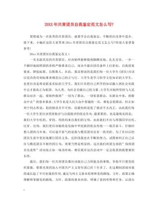 20XX年共青团员自我鉴定范文怎么写- 