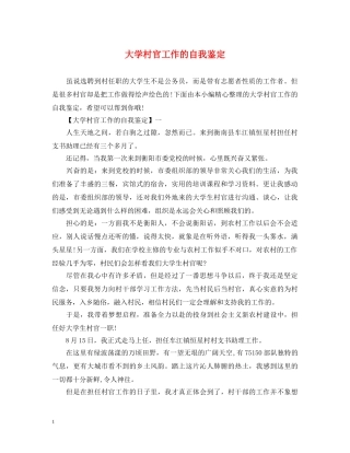 大学村官工作的自我鉴定 