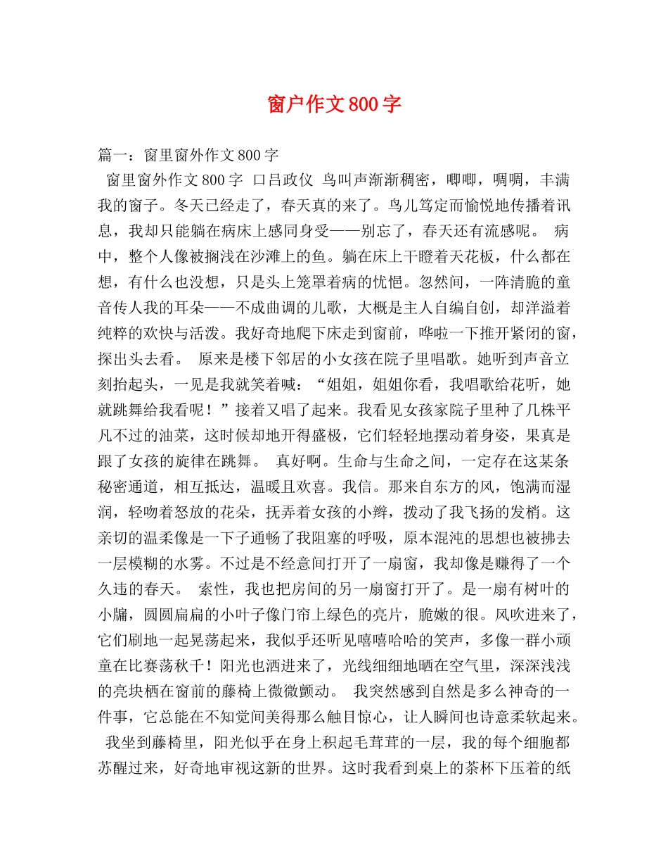 窗户作文800字 _第1页