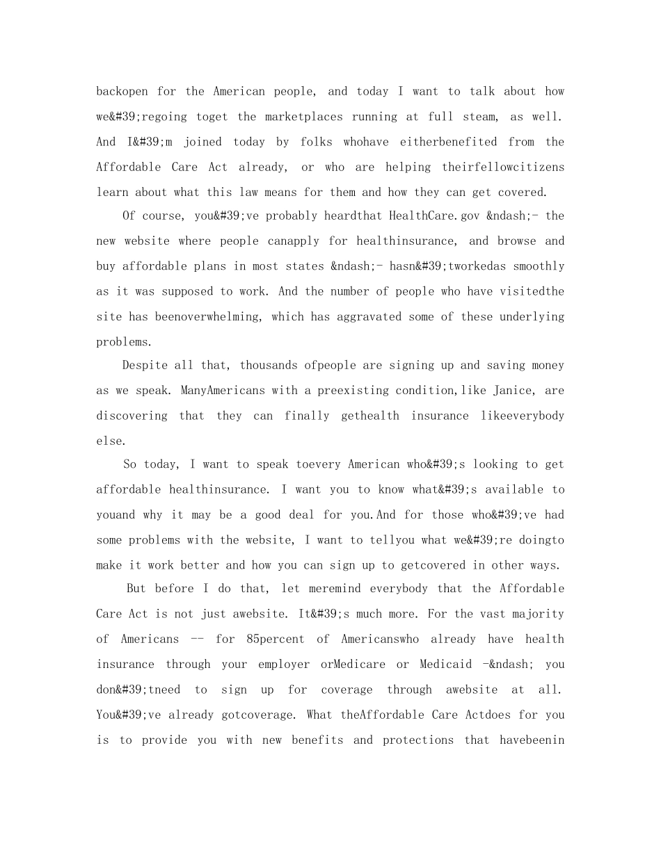 奥巴马总统在白宫玫瑰园就《平价医疗法案》英语演讲稿 _第2页