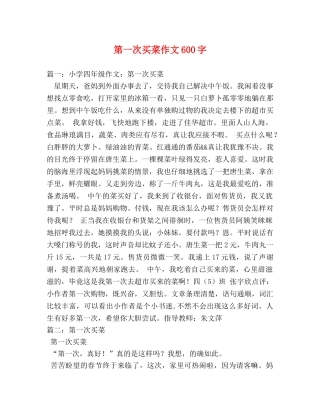 第一次买菜作文600字 