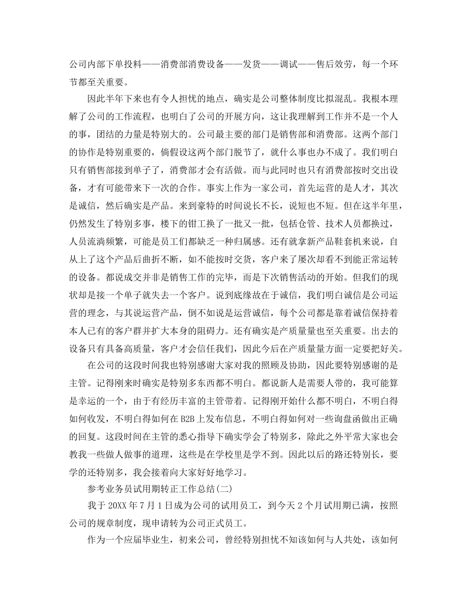 2024业务员试用期转正工作参考总结范文5篇 _第2页