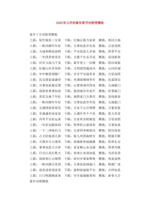 2024年七字的鼠年春节对联带横批 