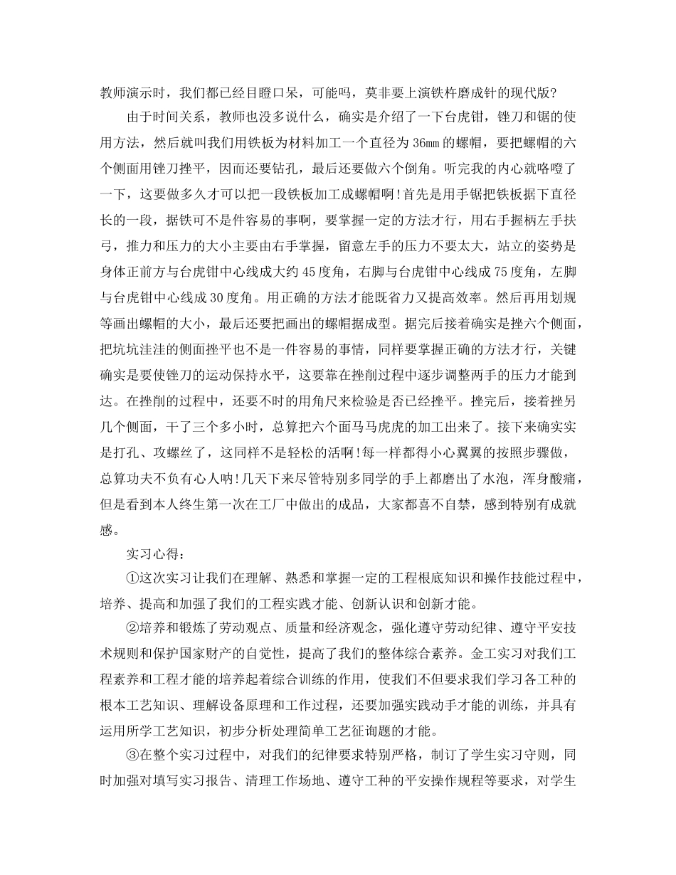 2024大学生钳工实习报告参考总结模板 _第3页