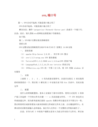 svn,端口号 