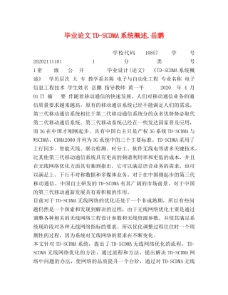 毕业论文TD-SCDMA系统概述,岳鹏 