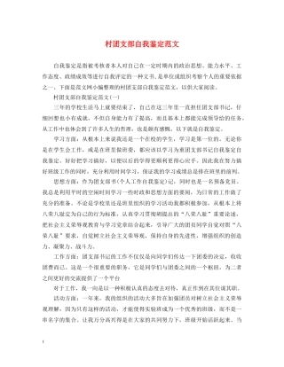 村团支部自我鉴定范文 