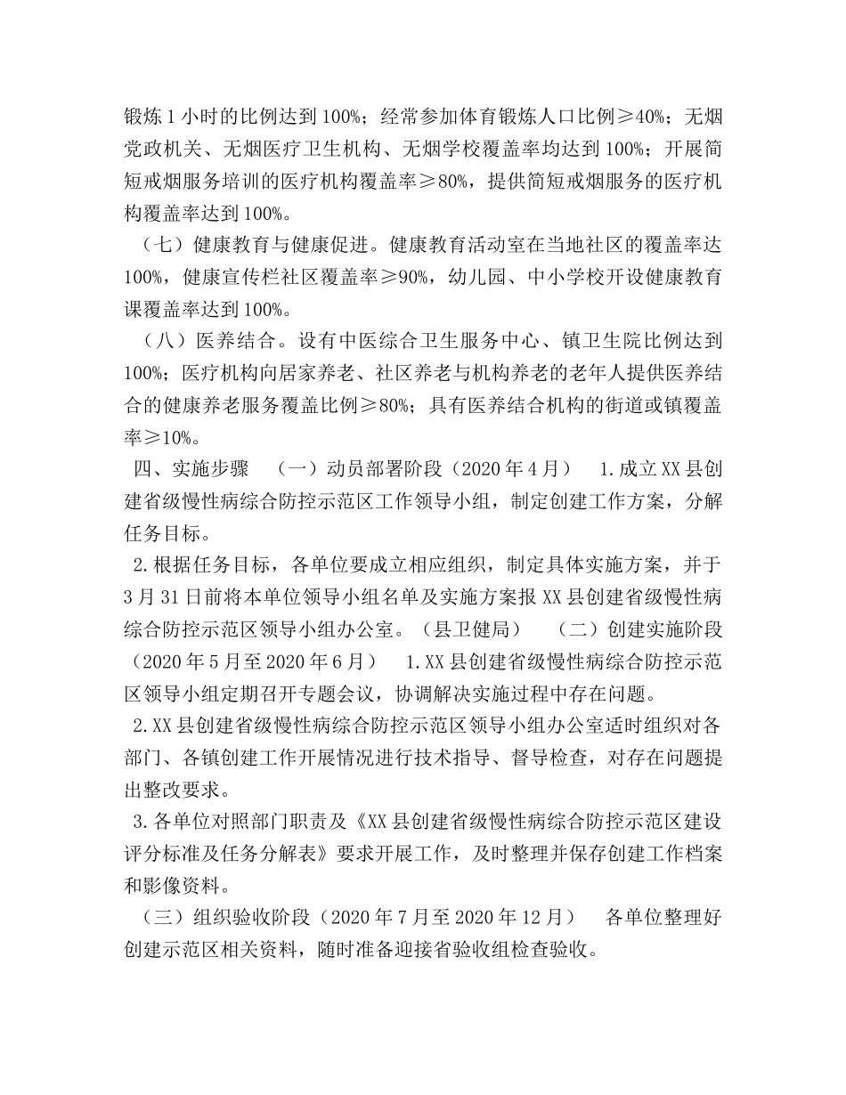 XX县创建省级慢性病综合防控示范区工作实施方案 _第3页