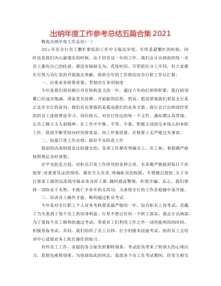 出纳年度工作参考总结五篇合集2024 