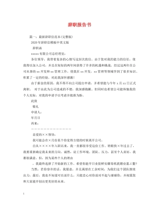 辞职报告书 