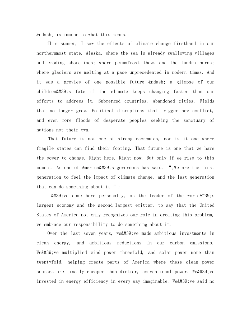 奥巴马总统在巴黎气候变化大会上英语演讲稿 _第2页