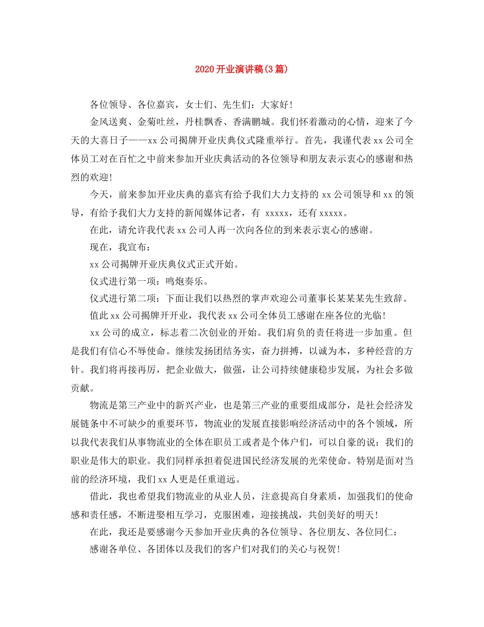 2024开业演讲稿(3篇) _第1页