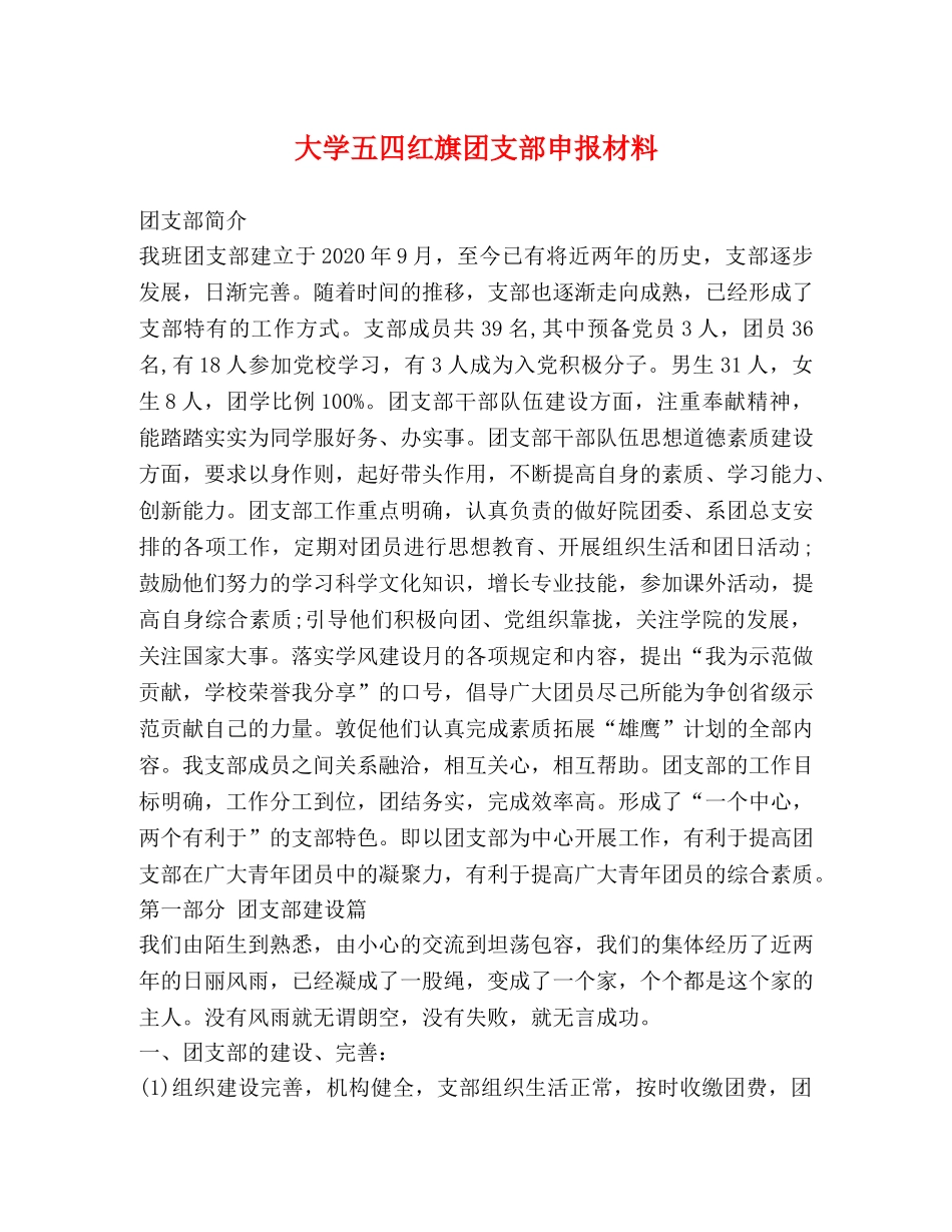 大学五四红旗团支部申报材料 _第1页