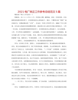 2024电厂转正工作参考总结范文5篇 